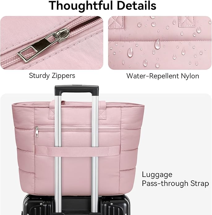 Puffer Tote Bag for Women, Lightweight Puffy Shoulder Bag with Handbag for Travel, Work, Gym, Laptop Bag for Nurse Teacher