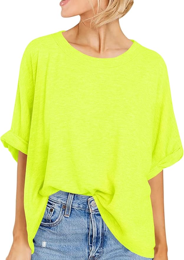 Women Oversized T-Shirt Summer Casual Short Sleeve Loose Tee Tops
