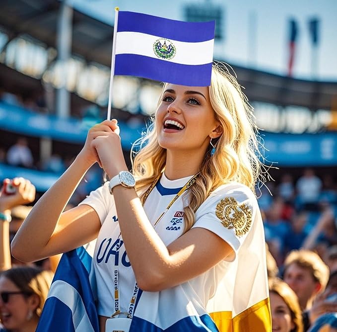 20 Pack Small El Salvador Flags on Stick Mini Handheld Salvadoran Flag for Parades, Independence Day and Patriotic Events 5x8 Inch Durable Weather-Resistant Flags with 12 Inch Sticks(El Salvador)