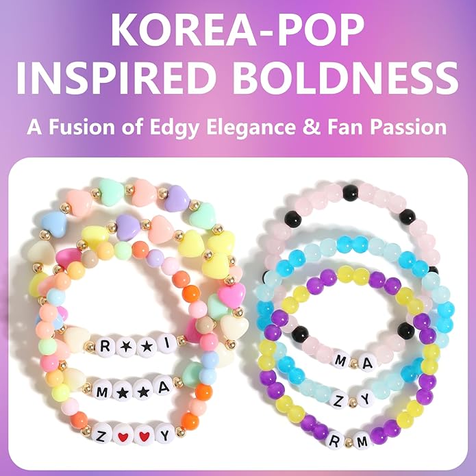 Phask for Korea-Pop Merch Bracelets Inspired Bracelets,Stackable Stretch Bracelets for Korea-Pop Stuff Fans Cosplay Outfit Gifts Accessories Jewelry Birthday Christmas