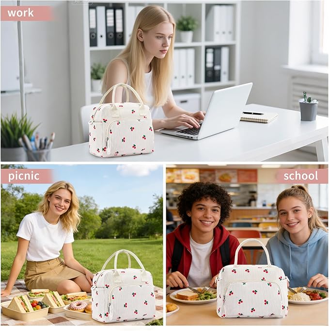 Lunch Box for Women Insulated Lunch Bag Women Adult Cute Lunch Bags Reusable Lunchbox Cooler Tote Bag for Work Picnic