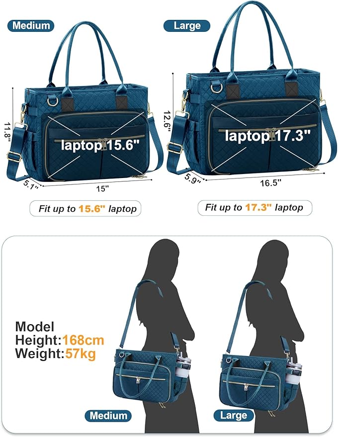 FIORETTO Teacher Tote Bag for Women with Laptop Compartment, Large Cup Holder, Zip Closure, Ideal for Work, Bible, Nurse