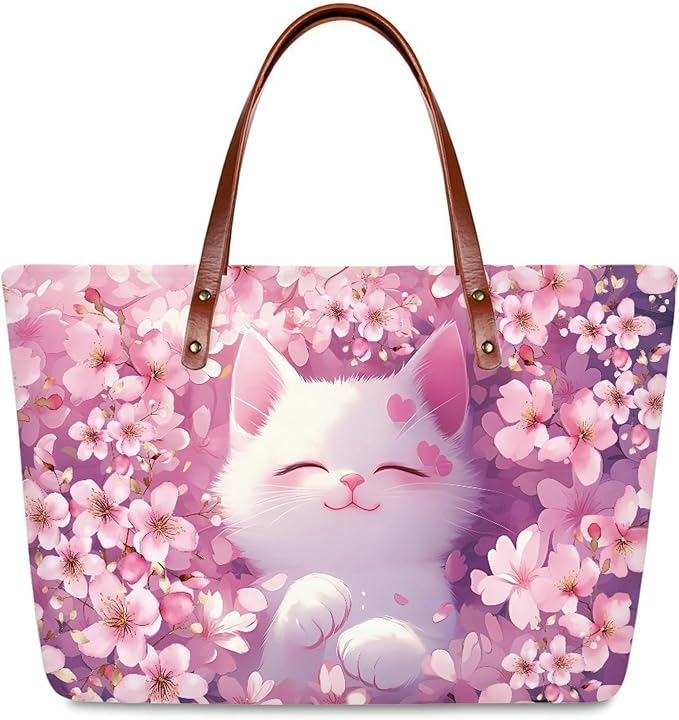 Womens Zip Up Tote Handbag Daisy Print Large Capacity Tote Purse Handbag Big Tote Bag Purse For Work Laptop