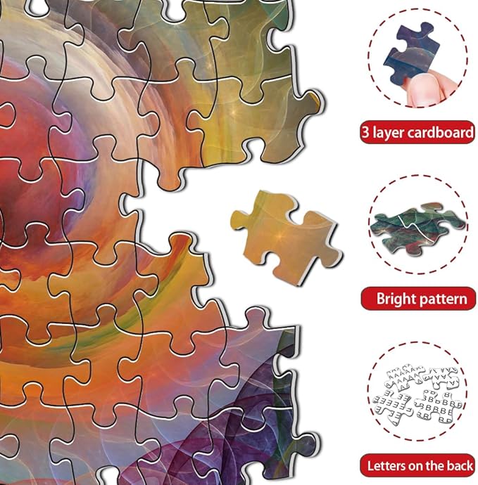 Multicolored Swirl Puzzles for Adults 1000 Pieces, Large Jigsaw Puzzles 1000 Piece for Kids Teens Family Fantasy Puzzle Toys Educational Intellectual Decompressing Challenging Fun Game Size 27" x 20"