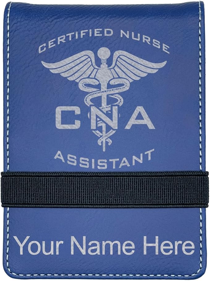 LaserGram Mini Padfolio with Notepad and Pen, CNA Certified Nurse Assistant, Personalized Engraving Included (Dark Blue)