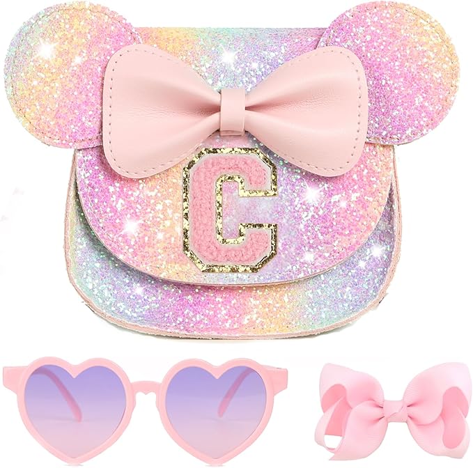 PRLINJSK Toddler Purse for Girls Birthday Gift, Little Girls Purse Kids Wallet Mouse Crossbody Bag Gift Set