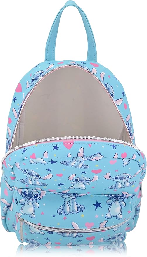Disney Lilo and Stitch Backpack for Women, Men, Boys, Girls, Unisex | Cute PU Leather 10" Stitch Mini Backpack Purse Shoulder Purse | Stitch Bag and Stitch Accessories