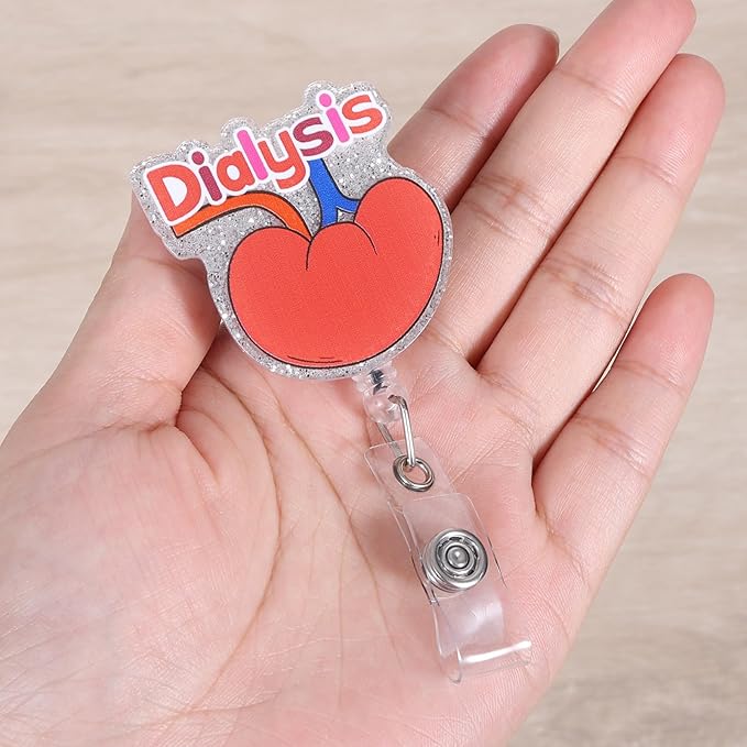 Funny Dialysis Nurse Badge Reel, Cute Retractable ID Urology Nephrology Medical Badge Holder, Name Tag Badge Buddy for RN CNA LPN ED CCM TC ICU/CCU Critical Care Nurse Nephrologist Urologist Doctor