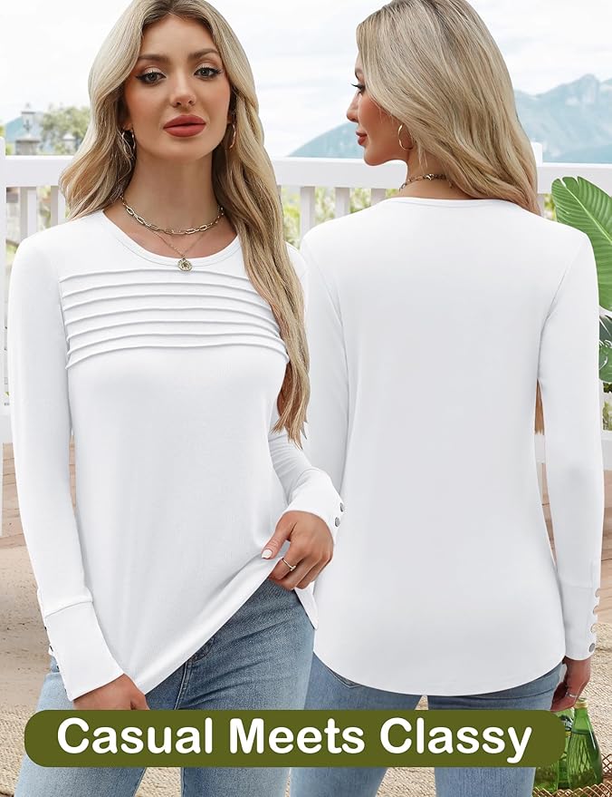 Blouses for Women Dressy Casual Long Sleeve Fall Fashion Tops Trendy Outfits for Work Office Shirts Thicker Clothes
