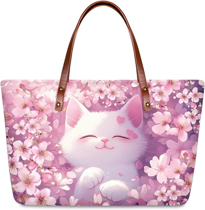 Womens Zip Up Tote Handbag Daisy Print Large Capacity Tote Purse Handbag Big Tote Bag Purse For Work Laptop