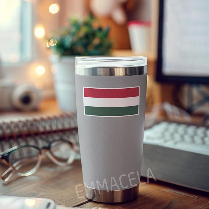 (3PCS) Hungary Flag stickers, Countries Flag Stickers - Waterproof Vinyl Decals For Laptops, Tumblers, Water Bottles, Books, Scrapbooks, Size 3 x 1.7 Inch