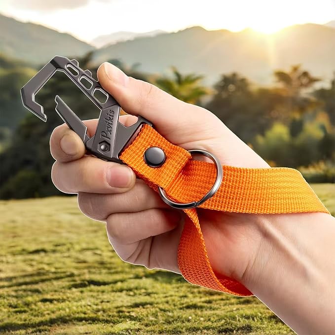 Pxvikis Metal heavy duty key chain carabiner clip bottle opener wrist lanyard ring car key fob unisex for men and women