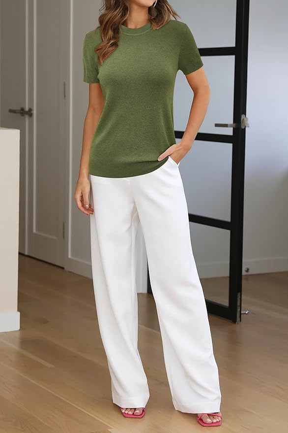 Arach&Cloz Women's Wool Blend Business Casual Essential Fall Layering Pullover Sweaters