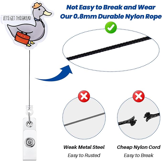 Let's Get This Bread Funny Badge Reel, Nurse ID Name Badge Holder with Retractable Clip, Pediatric Badge Buddy, RN Nurse Nursing Student CNA MA Medical Worker Badge Accessories