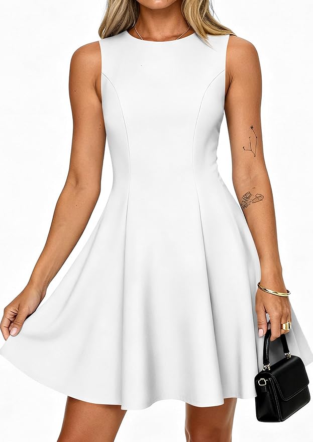 PRETTYGARDEN Summer Dresses for Women 2026 Elegant Sleeveless Boat Neck A Line Spring Formal Cocktail Party Mini Dress