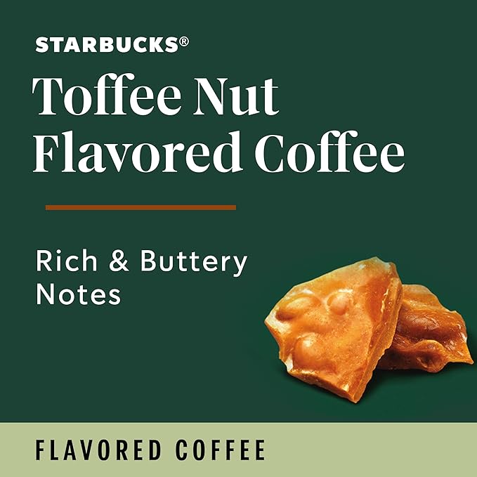 Starbucks K-Cup Coffee Pods, Flavored Hot or Iced Coffee, Toffeenut, 60 Keurig Pods