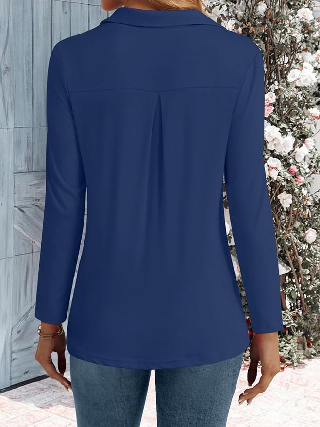 3/4 Length Sleeve Womens Tops Dressy Casual V Neck Polo Shirts Business Work Blouses 2025 Trendy Tunic Top