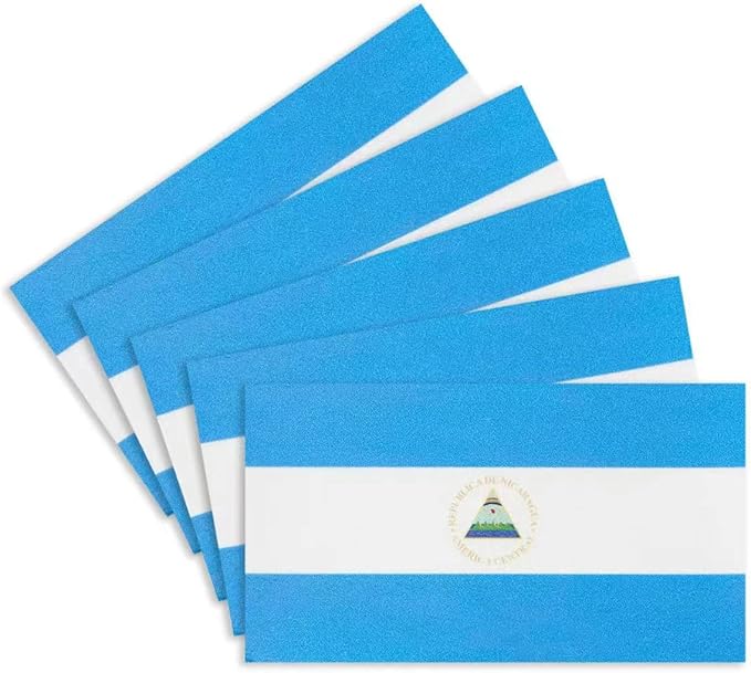 CANTENDO 5Pcs Nicaragua Flag Decal Sticker - Nicaraguan Flags Reflective Vinyl Car Stickers - for Car Window Bumper Waterproof Sticker (2.5 x 4.5 Inch)