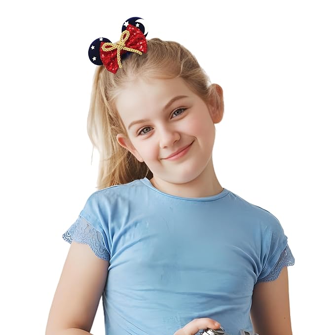zhezesmila Mouse Ears Headband and Scrunchies Velvet Hair Accessories for Women Shiny Headband and Mic Ears Scrunchies for Birthday Party