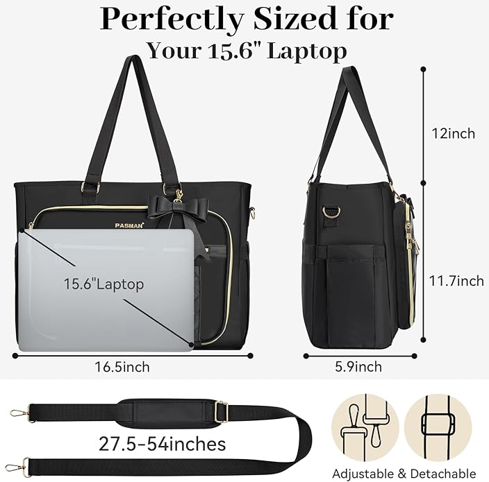 Teacher Tote Bag for Women,Multi-Pocket Laptop & Nurse Work Bag with Cup Holder,Structured Business Briefcase Computer Purse