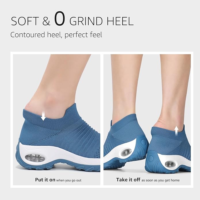 HKR Women's Walking Shoes Arch Support Non Slip Work Shoes Breathable Knit Upper Lightweight for Plantar Fasciitis