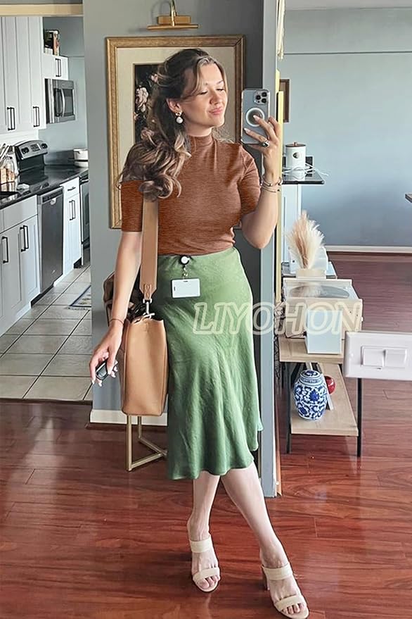 LIYOHON Womens Tops Dressy Casual Mock Turtleneck Business Short Sleeve T Shirts Going Out Tops 2026