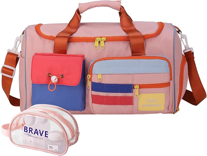 Small Gym Bag for Women, Travel Duffle Bag Carry On Weekender Bag with Shoe Compartment