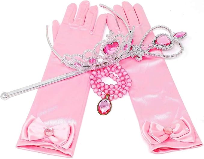 Orgrimmar Princess Dress Up Accessories Gloves Tiara Crown Wand Necklaces Presents for Kids Girls