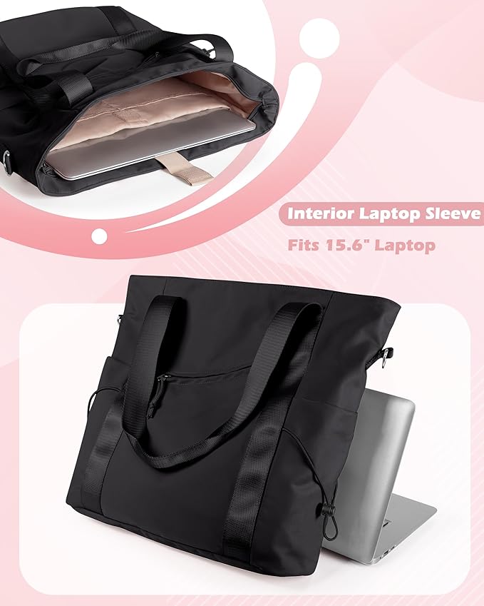 Work Tote with Crossbody Strap for Women, Tote Bag with Laptop Sleeve and Water Bottle Pocket for Work and School