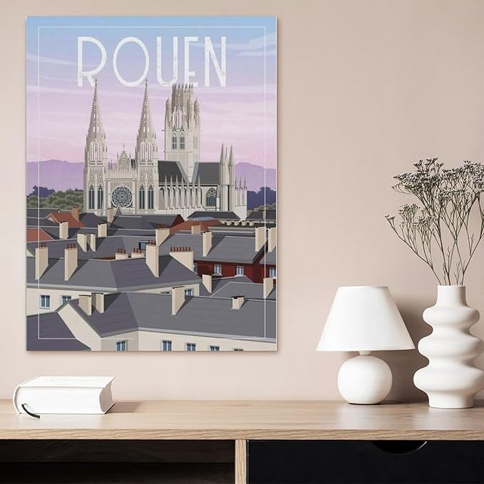 Rouen France Vintage Travel Poster，Jigsaws Puzzles 1000 Pieces Teens Kids Jigsaw Entertainment Toys Brain Challenge Puzzle（50x70cm）-BN91