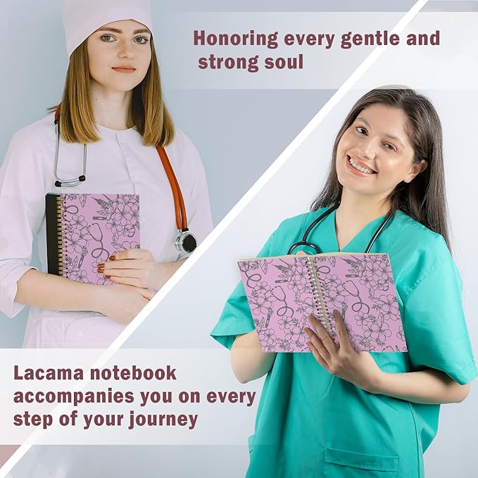 Lacama Nurse Notebook Journal, Nursing School Essentials, Nursing Student Graduation Gifts, Nurse Gifts for Women Nurse Appreciation Gift, Nurses Week Gifts, Stethoscope Flower Spiral Notebook(Purple)
