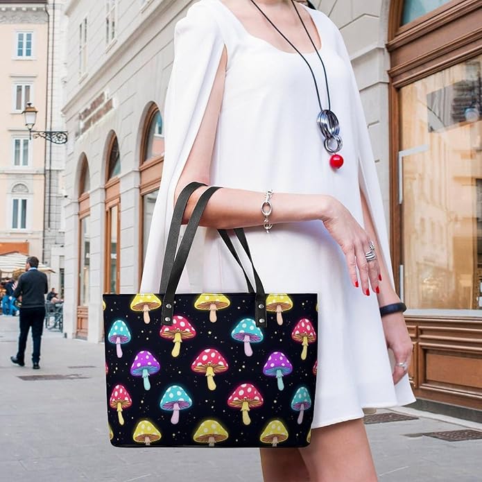 Fashion Leather Tote Bag Travel Work Daily Essentials Handbag Unisex Handbag