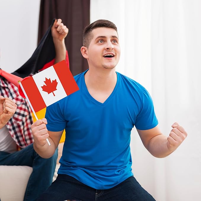 Canada Flag Small Canadian Flag 12 Pack Mini Hand Held Canadian Flags on Sticks for Party Parades Sports Events Patriotic Holiday Decorations