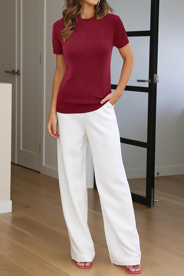 Arach&Cloz Women's Wool Blend Business Casual Essential Fall Layering Pullover Sweaters