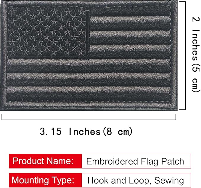 EmWoot 2PCS American Flag Patch Embroidered Morale Patch Military Tactical Patches Hook and Loop(USA Black Flag)