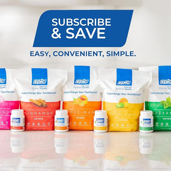 Epic 100% Xylitol Orange Mango Chewing Gum - Sugar Free, Aspartame Free Dental Gum - Supports Oral Health & Fresh Breath - 1000 Pieces