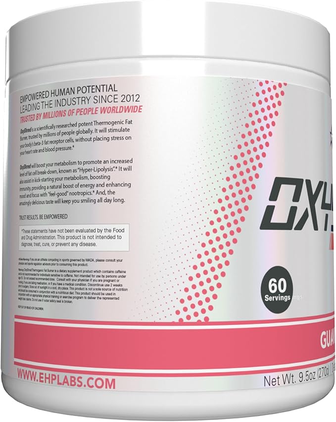 EHP Labs OxyShred Pre Workout Powder & Shredding Supplement - Preworkout Powder with L Glutamine & Acetyl L Carnitine, Energy Boost Drink - Guava Paradise, 60 Servings