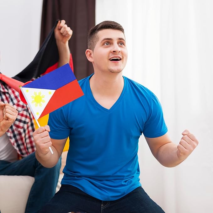 Philippines Flag Small Filipino Flag 12 Pack Mini Hand Held Filipino Flags on Sticks for Party Parades Sports Events Patriotic Holiday Decorations
