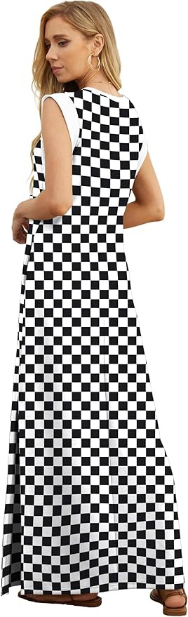 GRECERELLE 2026 Women Year-Round Casual Round Neck Loose Split Wrinkle-Free Long Maxi Vacation Dress with Pockets (XXS-4XL)