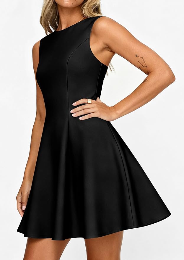 PRETTYGARDEN Summer Dresses for Women 2026 Elegant Sleeveless Boat Neck A Line Spring Formal Cocktail Party Mini Dress
