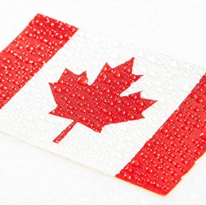 CANTENDO 5Pcs Canada Flag Decal Sticker - Canadian Flags Reflective Vinyl Car Stickers - for Car Window Bumper Waterproof Sticker (2.5 x 4.5 Inch)