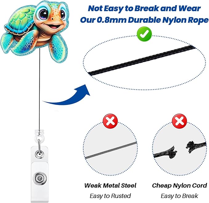 Funny Turtle Badge Reel, Cute Retractable ID Card Badge Holder, Name Tag Work Badge Clip for ICU NICU RN LPN CNA MA ER Night Shift Nurse Nursing Student Pediatric OB/GYN Doctor Teacher, Nurse Gifts