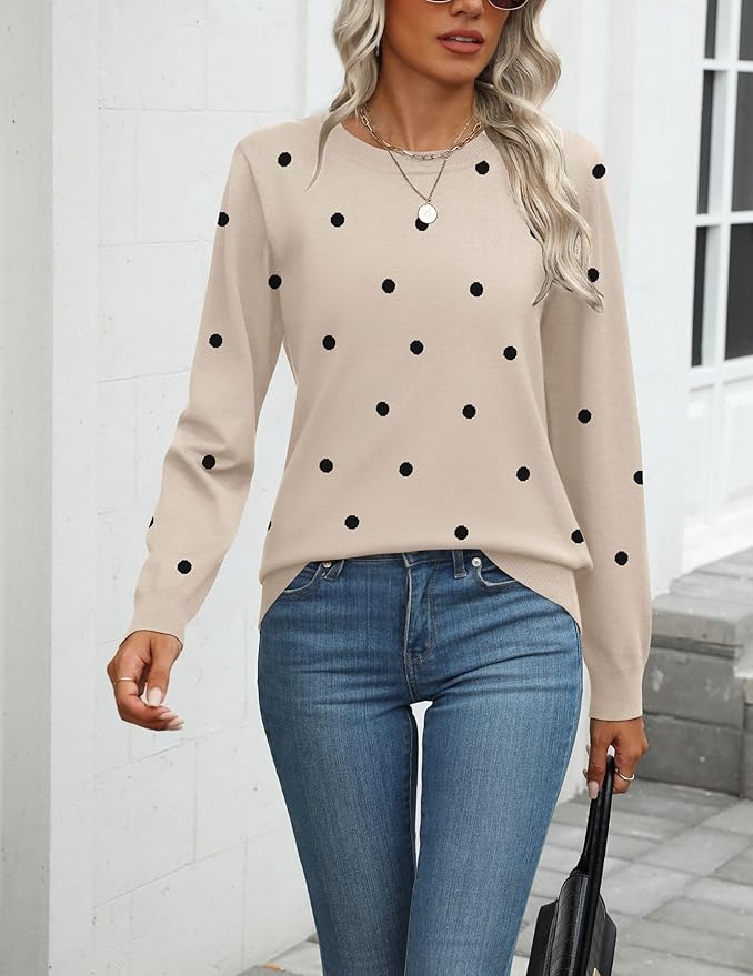 Zeagoo Womens 2026 Fall Sweaters Long Sleeve Tops Classic Crew Neck Pullover Sweaters Loose Dressy Casual Basic Clothes