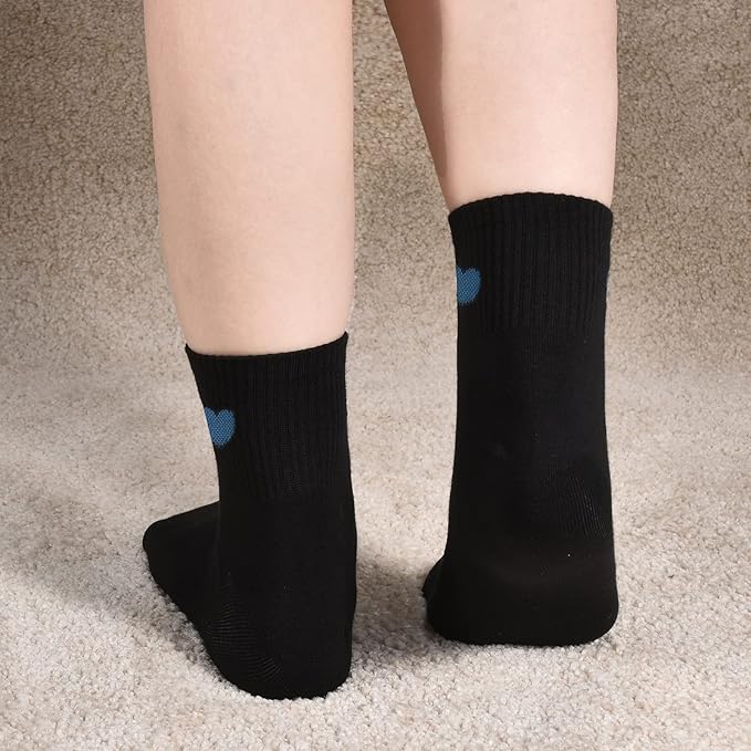 Corlap Women's Cute Cotton Crew Athletic Running Socks - Ankle High, Novelty Fun Heart Design 5-Pairs (Gift Box)