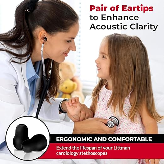 Stethoscope Replacement Part Kit for Littman Stethoscope Classic 3, Cardiology 3 & Cardiology 4 - Fits Classic III, Cardiology III & IV (Black)