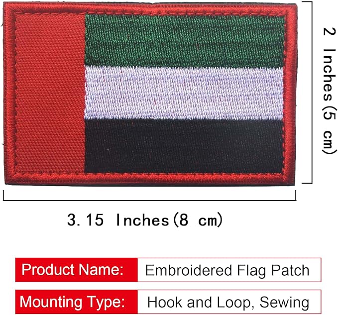 EmWoot 2PCS Arab Emirates Flag Patch Embroidered Morale Patch Military Tactical Patches Hook and Loop