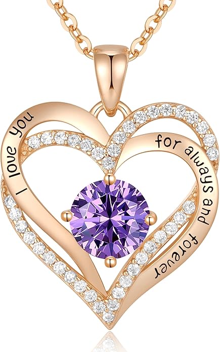 CDE Valentine's Day Gift Forever Love Heart Necklaces for Women, Wedding Anniversary, Birthday Mothers Christmas Day Gifts for Mom, Mother, Wife, S925 Silver Jewelry with Birthstone Pendant