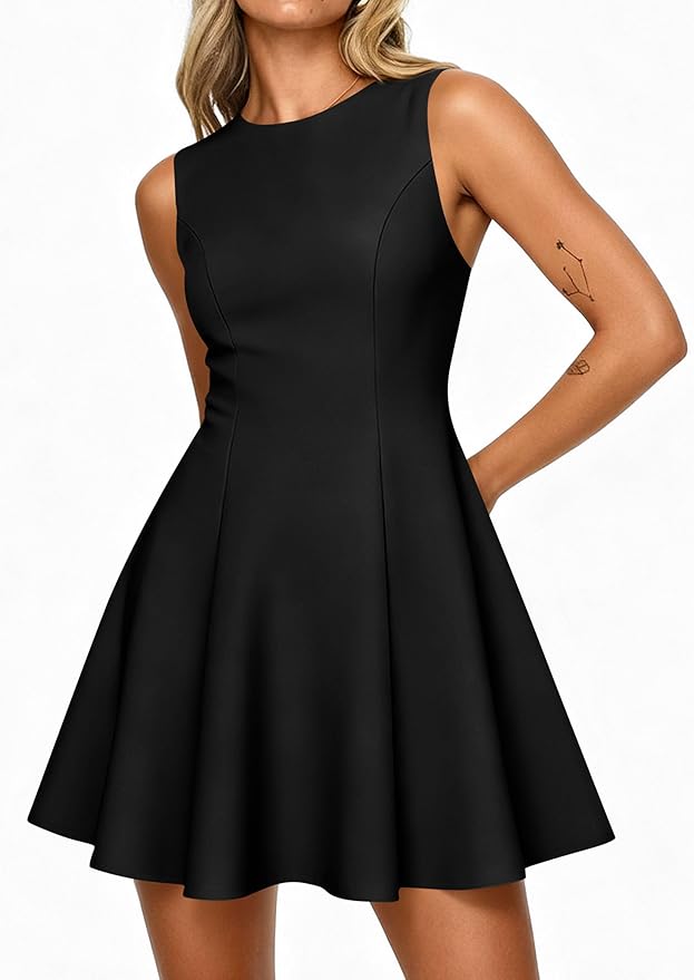 PRETTYGARDEN Summer Dresses for Women 2026 Elegant Sleeveless Boat Neck A Line Spring Formal Cocktail Party Mini Dress