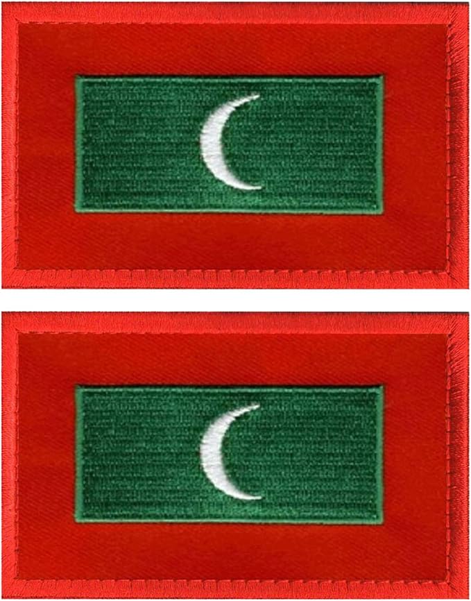EmWoot 2PCS Maldives Flag Patch Embroidered Morale Patch Military Tactical Patches Hook and Loop