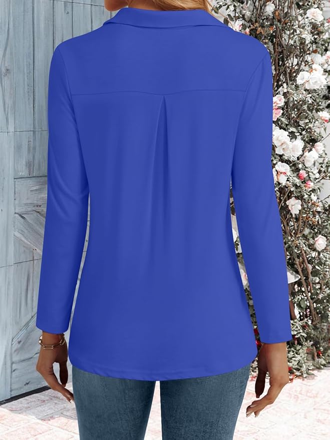 3/4 Length Sleeve Womens Tops Dressy Casual V Neck Polo Shirts Business Work Blouses 2025 Trendy Tunic Top